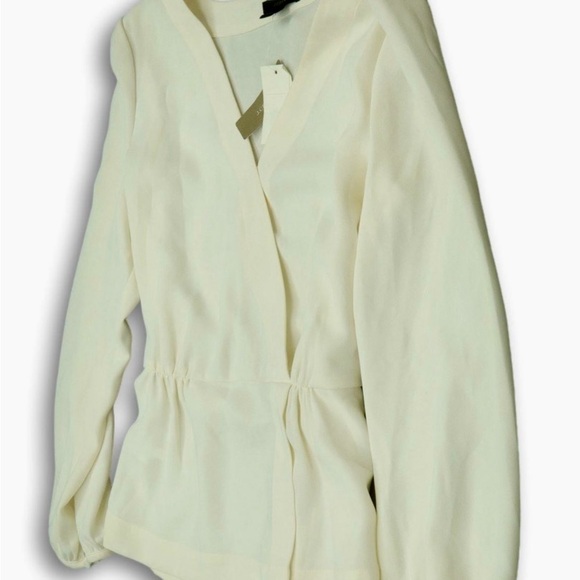 New J Crew Ivory Faux Wrap Top Blouse SZ 8 - Picture 10 of 12